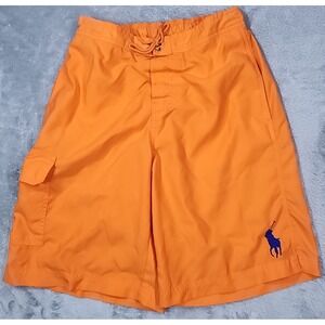 Polo Ralph Lauren Swim Trunks Shorts Boys Large Orange Big Pony Beach Vacation